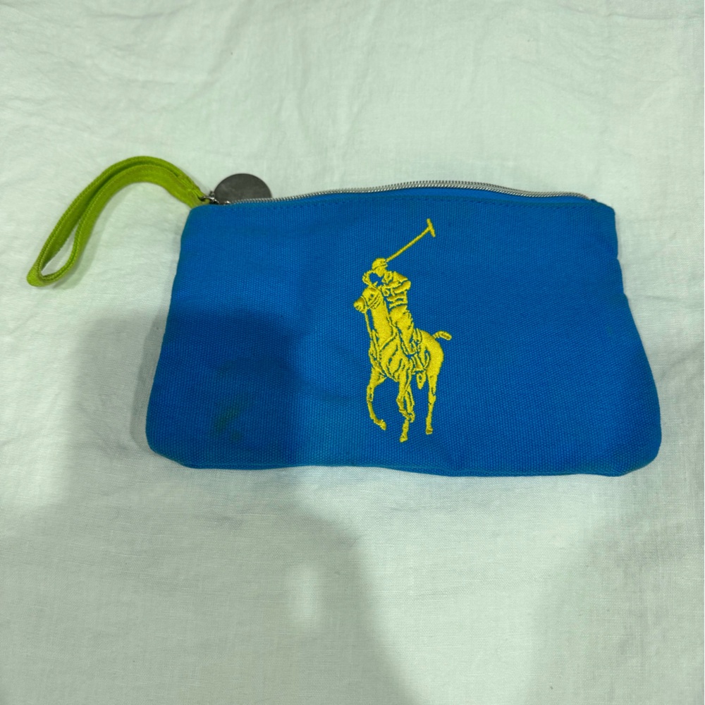 Blue Polo Ralph Lauren Pouch with Green Zipper